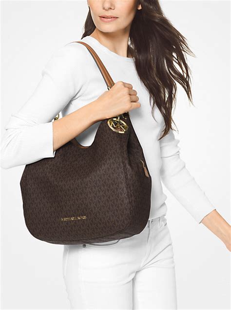 michael kors lilly fransen|Lillie Large Signature Logo Shoulder Bag .